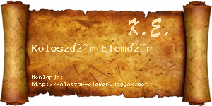 Koloszár Elemér névjegykártya